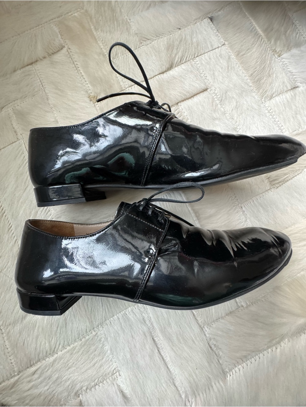Prada Black Patent Leather Lace-Up Oxfords - Picture 4 of 14